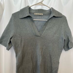 Abercrombie & Fitch light blue Knit Polo Sweater